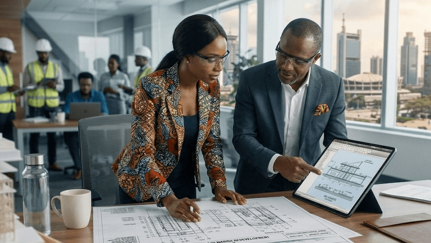 Engineering consultants working together